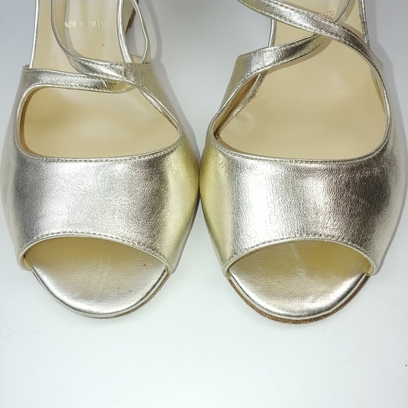 Butter Italy Leather Metallic Gold Wedge 8.5 - Picture 6 of 9